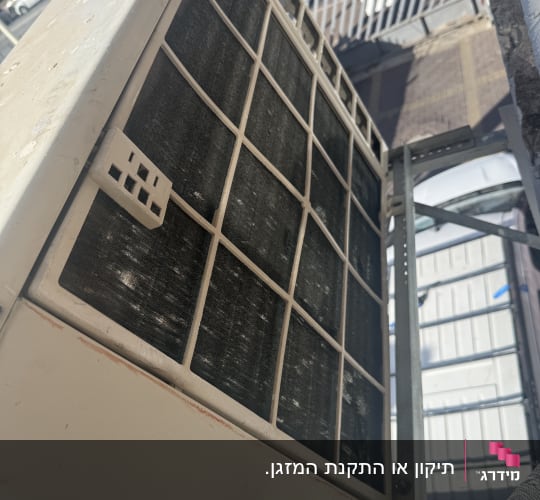 יחידת מזגן חיצונית מותקנת על קיר חיצוני